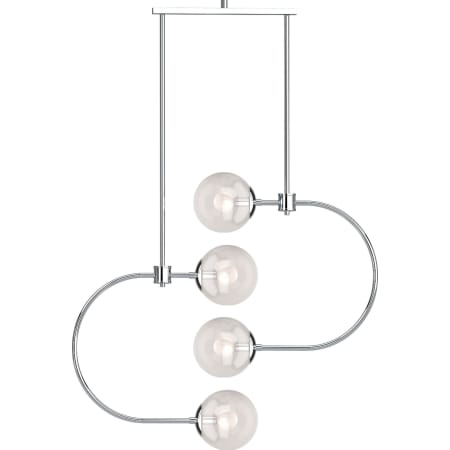 Volume Lighting Lawrence 4 Light 30" Wide Abstract Chandelier with Clear Glass Orb Shades Chrome