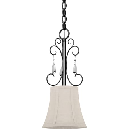 Volume Lighting Ava Single Light 6" Wide Mini Pendant with Ivory Fabric Shade Foundry Bronze
