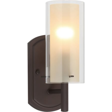 Volume Lighting Regina Single Light 11" Tall Bathroom Sconce with Clear Outer Glass and Amber Inner Glass Antique Bronze