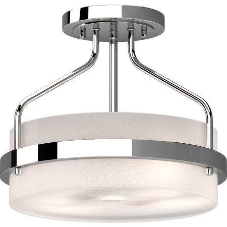 Volume Lighting Emery 2 Light 13" Wide Semi-Flush Ceiling Fixture with Frosted Glass Drum Shade Chrome