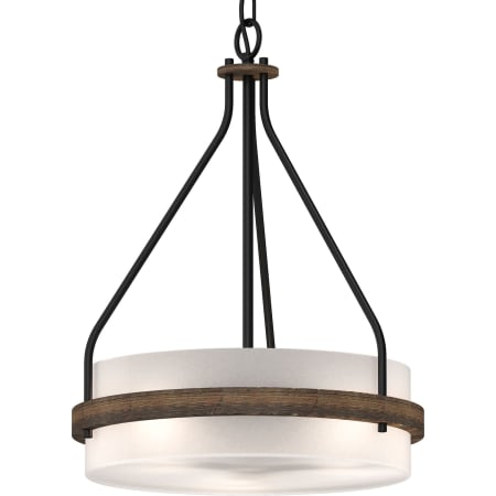 Volume Lighting Emery 3 Light 16" Wide Drum Mini Chandelier with Frosted Glass Drum Shade Walnut / Black