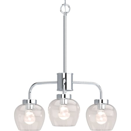 Volume Lighting Aria 3 Light 22" Wide Chandelier with Clear Glass Shades Polished Nickel