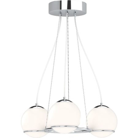 Volume Lighting Preston 3 Light 20" Wide LED Chandelier with Etched White Cased Glass Shades Chrome