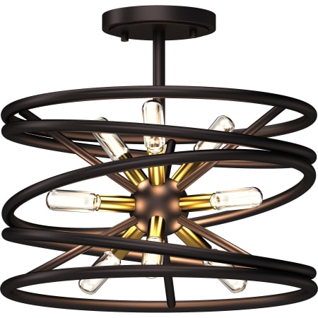 Volume Lighting 16" Wide Semi-Flush Sputnik Ceiling Fixture Antique Bronze / Antique Gold