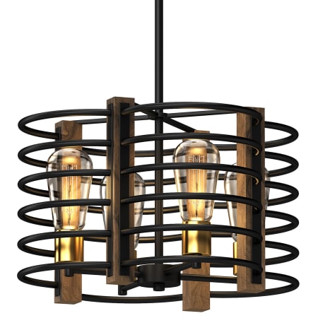 Volume Lighting 4 Light 16" Wide Mixed Metals and Wood Accents Single Pendant Bronze / Walnut