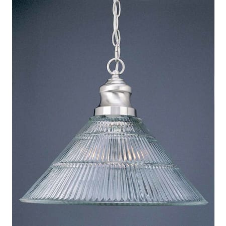 Volume Lighting Roth 1 Light Down Light 12" Height Pendant with Clear Ribbed Glass Shade Brushed Nickel