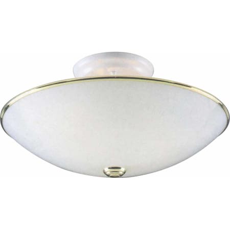 Volume Lighting 3 Light Semi-Flush Ceiling Fixture with White Glass Shade Polished Brass / White