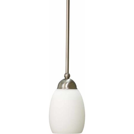 Volume Lighting Sussex 1 Light Mini 8" Height Pendant with Etched White Cased Glass Shade Brushed Nickel