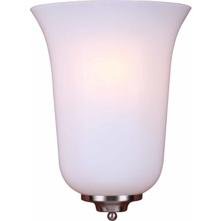 Volume Lighting Wall Sconce with 1 Light and White Glass Brushed Nickel