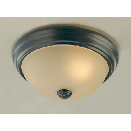 Volume Lighting Marti 1 Light Flush Mount Ceiling Fixture with Sepia Glass Shade Antique Bronze