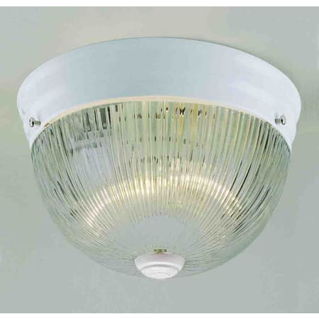 Volume Lighting 2 Light Flush Mount Ceiling Fixture with Clear Ribbed Glass Dome Shade White