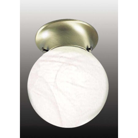Volume Lighting 1 Light 6" Flush Mount Ceiling Fixture with White Alabaster Glass Globe Shade Antique Brass