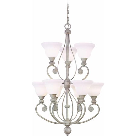 Volume Lighting Kyoto 9 Light 2 Tier Chandelier Platinum Rust