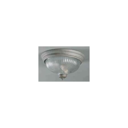 Volume Lighting 1 Light 11" Flush Mount Ceiling Fixture with Clear Swirl Ribbed Glass Dome Shade Platinum Rust