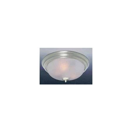 Volume Lighting 3 Light 15" Flush Mount Ceiling Fixture with Frosted Ribbed Glass Dome Shade Brushed Nickel