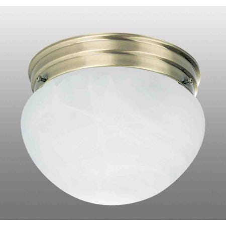 Volume Lighting 2 Light 9" Flush Mount Ceiling Fixture with White Alabaster Glass Shade Antique Brass