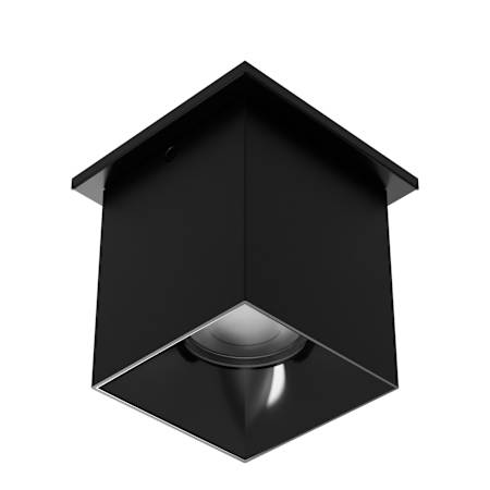WAC Lighting Zoron 4" Wide 5-CCT LED Square Flush Mount Outdoor Ceiling Fixture - Flood 45° Beam Spread Black / Black