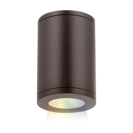 WAC Lighting Tube Architectural ilumenight Single Light 4-7/8" Wide Integrated LED Outdoor Flush Mount Ceiling Fixture with Flood Beam and App Controlled Color and Brightness Bronze