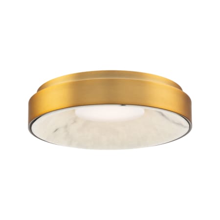 WAC Lighting Crackle 14" Wide LED Flush Mount Drum Ceiling Fixture / Converts to Wall Sconce Aged Brass