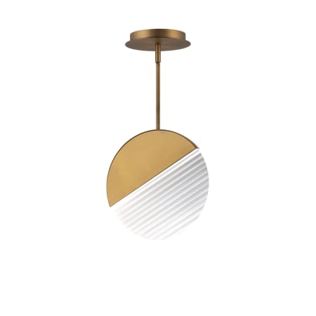 WAC Lighting Crescent 10" Wide LED Pendant - 3500K Aged Brass