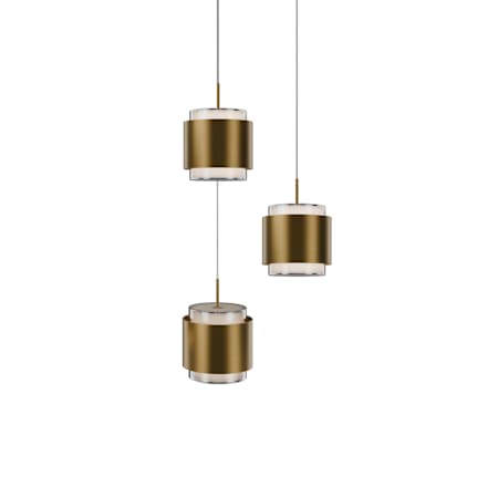 WAC Lighting Banded 12" Wide LED Multi Light Pendant Aged Brass