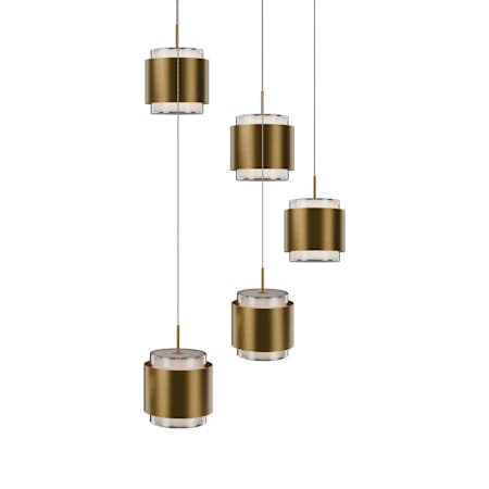 WAC Lighting Banded 17" Wide LED Multi Light Pendant Aged Brass