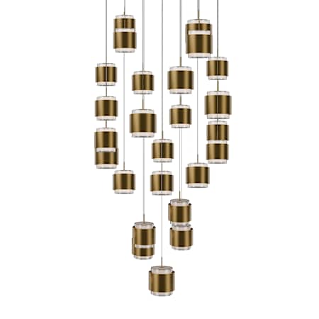 WAC Lighting Banded 28" Wide LED Multi Light Pendant Aged Brass