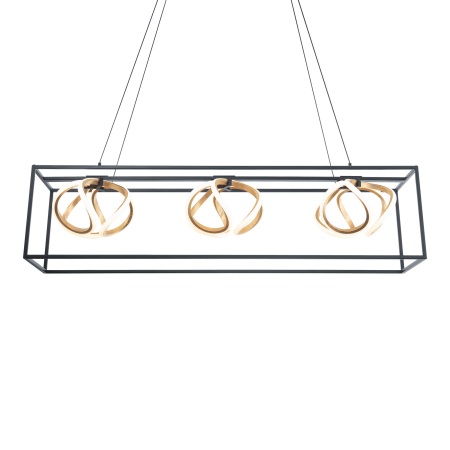 WAC Lighting Sinclair 3 Light 43" Wide LED Abstract Linear Pendant Black / Gold Leaf