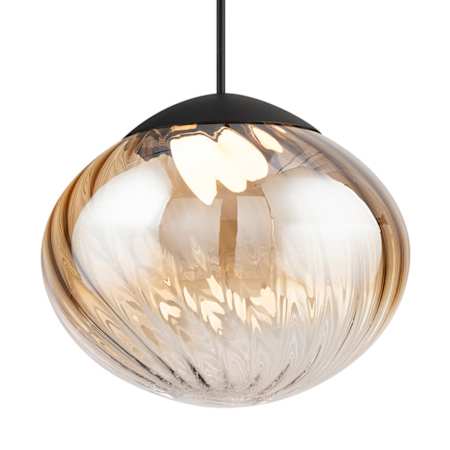 WAC Lighting Swayzey 10" Wide Mini Pendant Black Amber Glass
