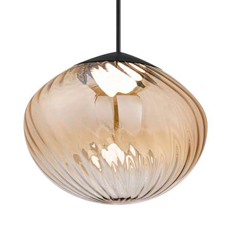 WAC Lighting Swayzey 14" Wide Pendant Black Amber Glass