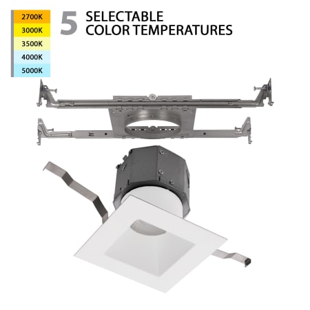 WAC Lighting Pop-in 5" Switchable Color Temperature LED Square Recessed Airtight New Construction Trim and Housing White