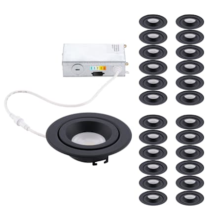 WAC Lighting Pack of (24) Lotos 4-1/2" Integrated LED Adjustable Recessed Trim and Remodel Housing- IC Rated and Airtight Black