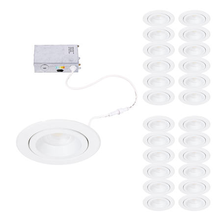 WAC Lighting Pack of (24) Lotos 4-1/2" Integrated LED Adjustable Recessed Trim and Remodel Housing- IC Rated and Airtight White