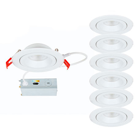 WAC Lighting Pack of (6) Lotos 4-1/2" Integrated LED Adjustable Recessed Trim and Remodel Housing- IC Rated and Airtight White