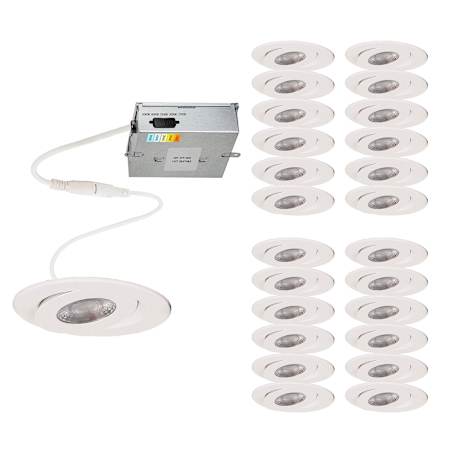 WAC Lighting Pack of (24) Lotos 4-1/2" Integrated LED Adjustable Recessed Trim and Remodel Housing- IC Rated and Airtight White