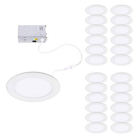 WAC Lighting Pack of (24) Lotos 3-1/2" Integrated LED Wafer Recessed Trim and Remodel Housing- IC Rated and Airtight White
