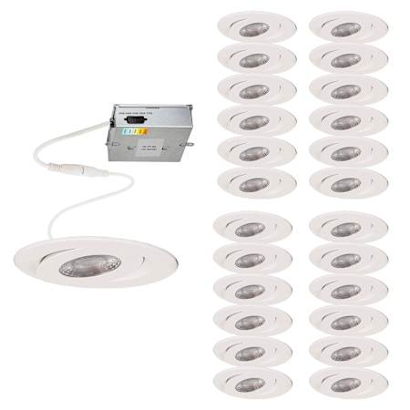 WAC Lighting Pack of (24) Lotos 4-1/2" Integrated LED Adjustable Recessed Trim and Remodel Housing- IC Rated and Airtight White