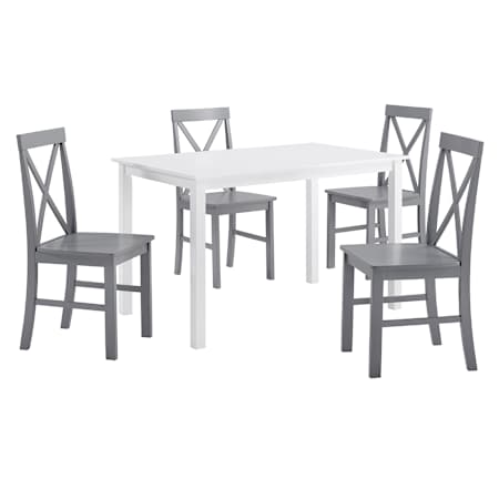 Walker Edison Crossley 5 Piece Farmhouse Dining Set - with 48" Dining Table White / Gray