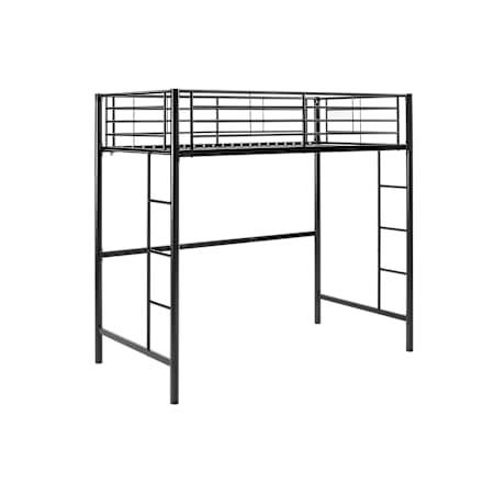 Walker Edison Twin Steel Loft Bed Black
