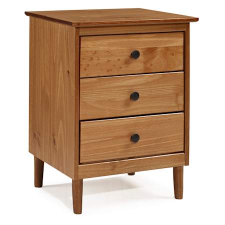 Walker Edison Franklin County 15" Wide Three Drawer Plastic and Wood Nightstand Caramel