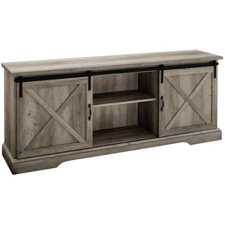 Walker Edison Farmhouse 70" Sliding Barn Door TV Cabinet Console Gray Wash