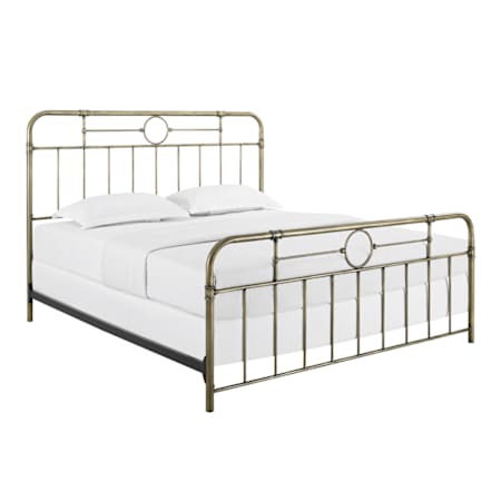 Walker Edison King Size Farmhouse-Vintage Steel Panel Bed Frame Bronze