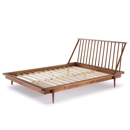 Walker Edison Charlotte Mid-Century Modern Platform Spindle Queen Bed Frame Caramel