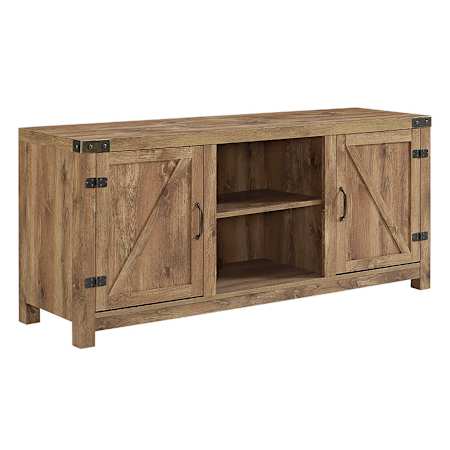 Walker Edison 58" Wide Farmhouse TV Stand Media Cabinet with Barn Style Doors Barnwood