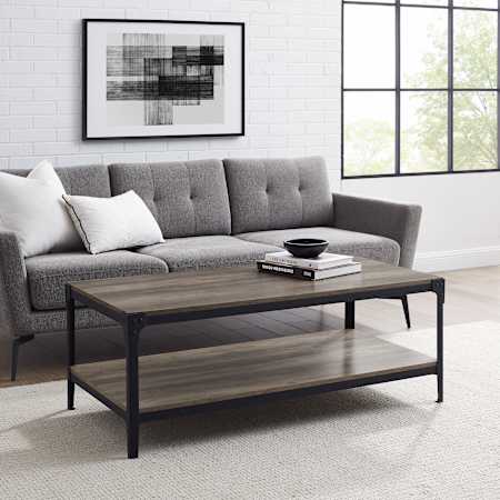 Walker Edison 48" Wide Industrial Contemporary Coffee Table Gray Wash