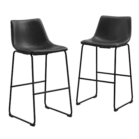 Walker Edison Karson 18"W Set of (2) Industrial Style Bar Stools Black