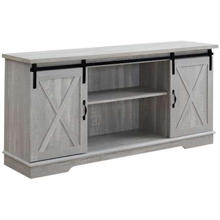 Walker Edison Modern Farmhouse 58" X Sliding Barn Door TV Cabinet Console Stone Gray