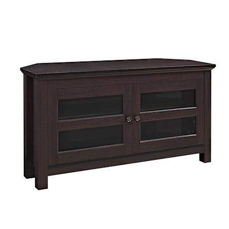 Walker Edison 44" Wide Corner Style TV Stand Media Cabinet Espresso
