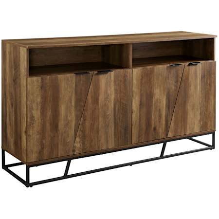Walker Edison Modern 58" W Angled Door TV Cabinet Stand Reclaimed Barnwood