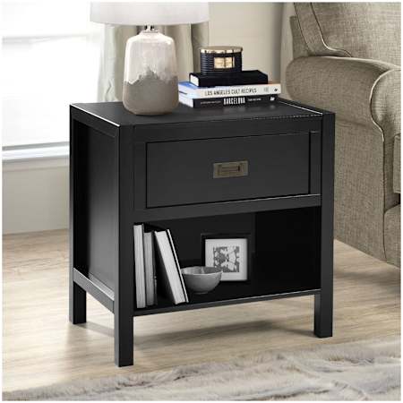 Walker Edison Lydia 24"W Modern Classic Solid Wood Nightstand Black